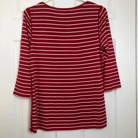 Tahari Long Sleeved Shirt Red & White Striped  Size Medium - Picture 16 of 16